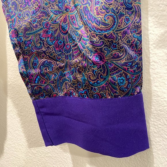 Vintage Victoria's Secret Royal Purple Satin Paisley Robe - Picture 11 of 15